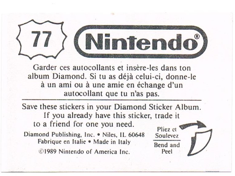 Sticker Nr. 77 Nintendo / Diamond 1989 2