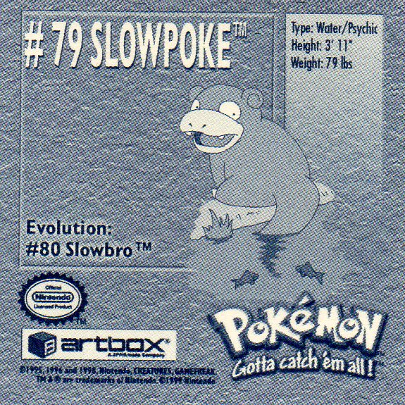 Sticker Nr. 79 Slowpoke/Flegmon 2