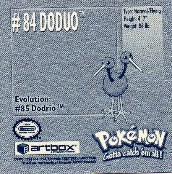Sticker No. 84 Doduo/Dodu 2