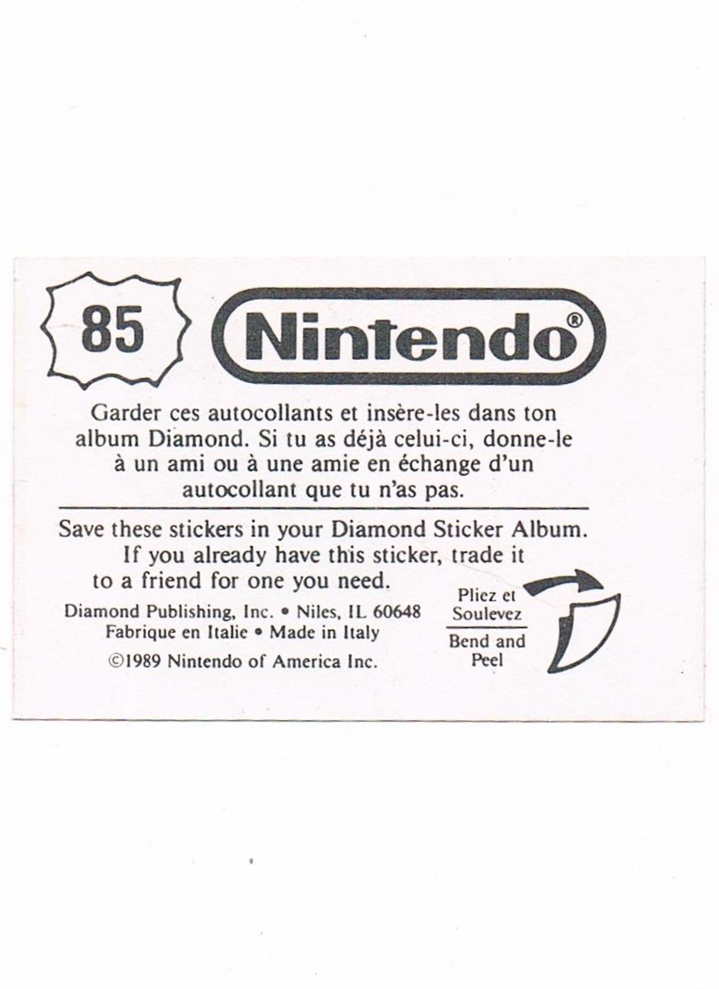 Sticker No. 85 Nintendo / Diamond 1989 2