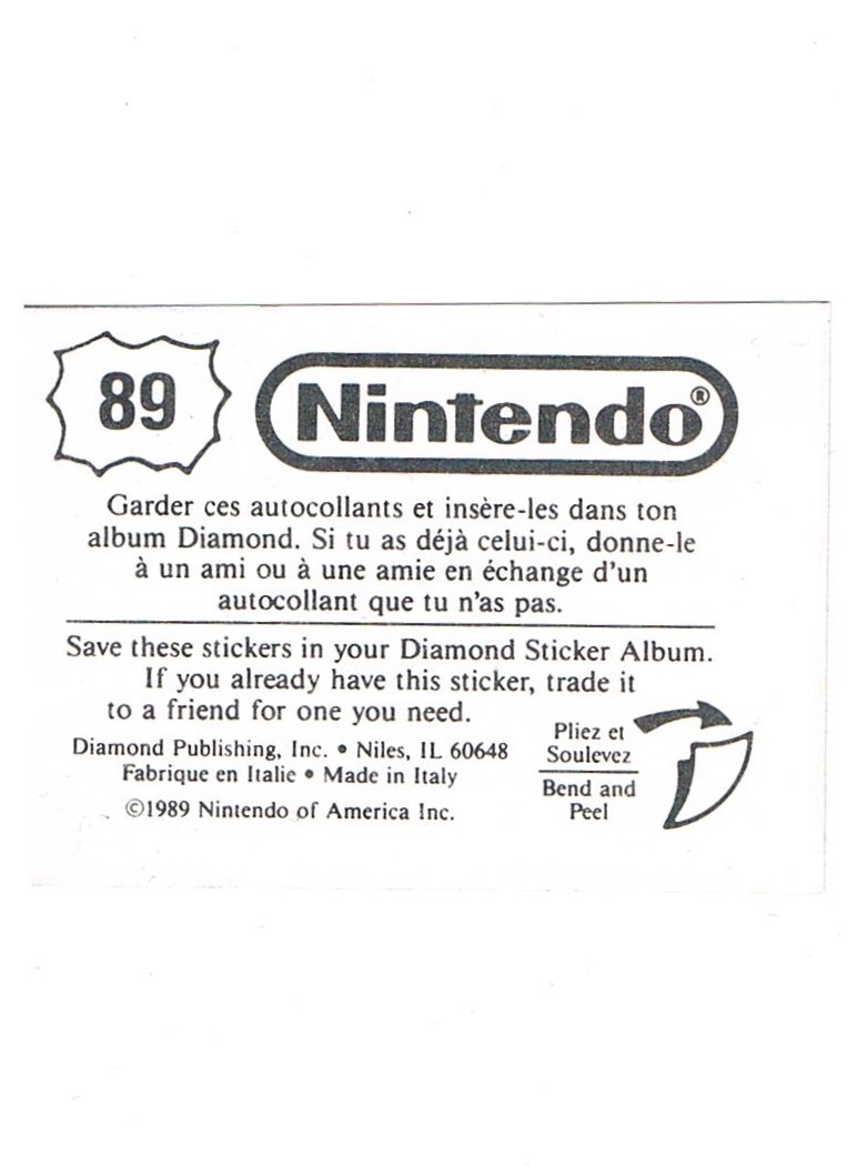 Sticker Nr. 89 Nintendo / Diamond 1989 2