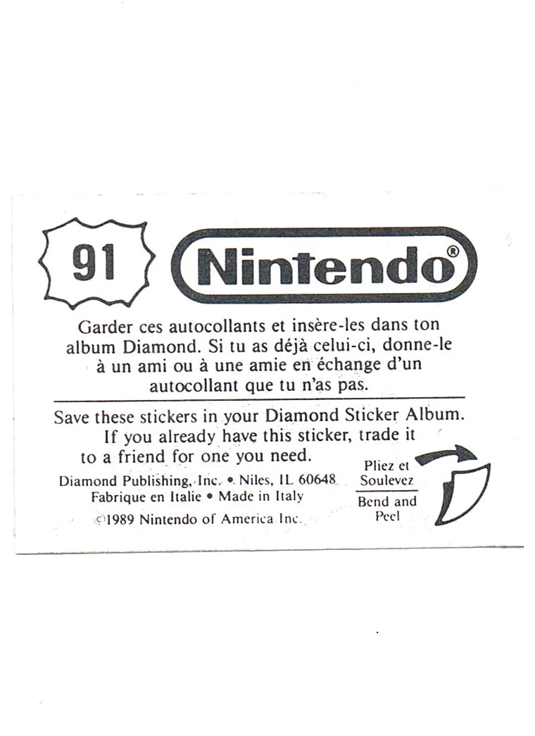 Sticker Nr. 91 Nintendo / Diamond 1989 2