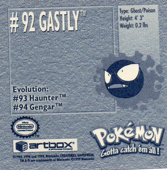 Sticker Nr. 92 Gastly/Nebulak 2