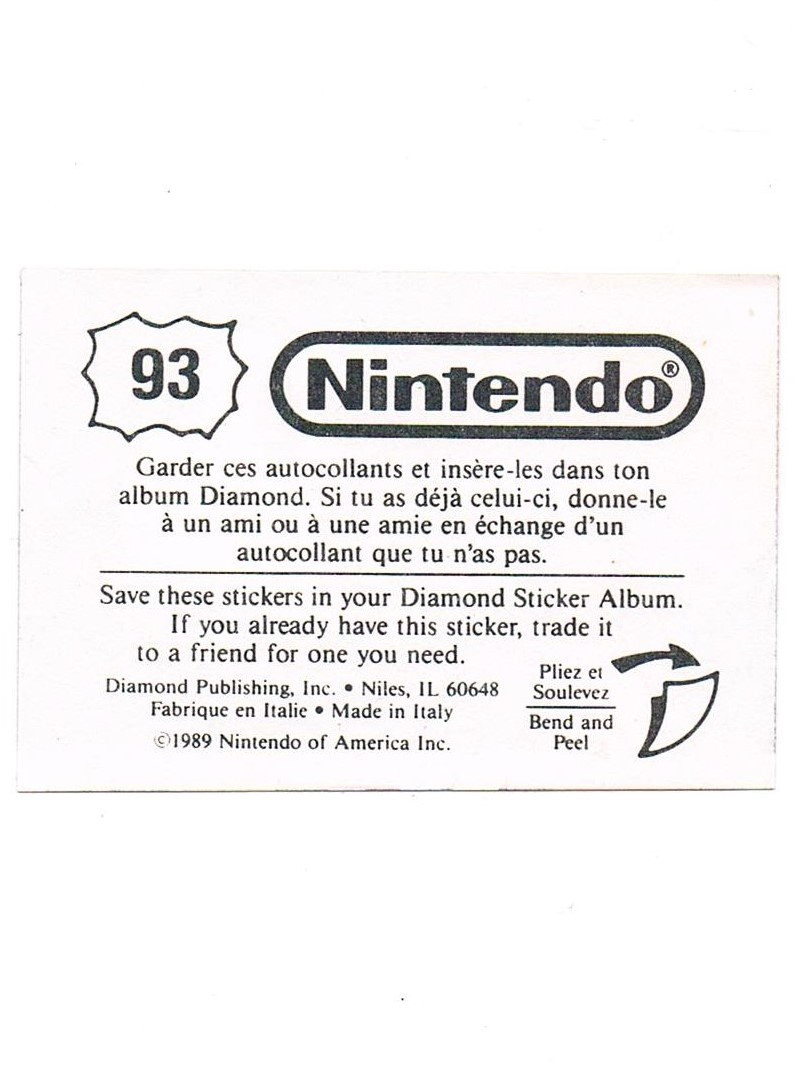 Sticker No. 93 Nintendo / Diamond 1989 2