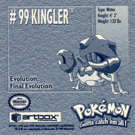 Sticker No. 99 Kingler/Kingler 2