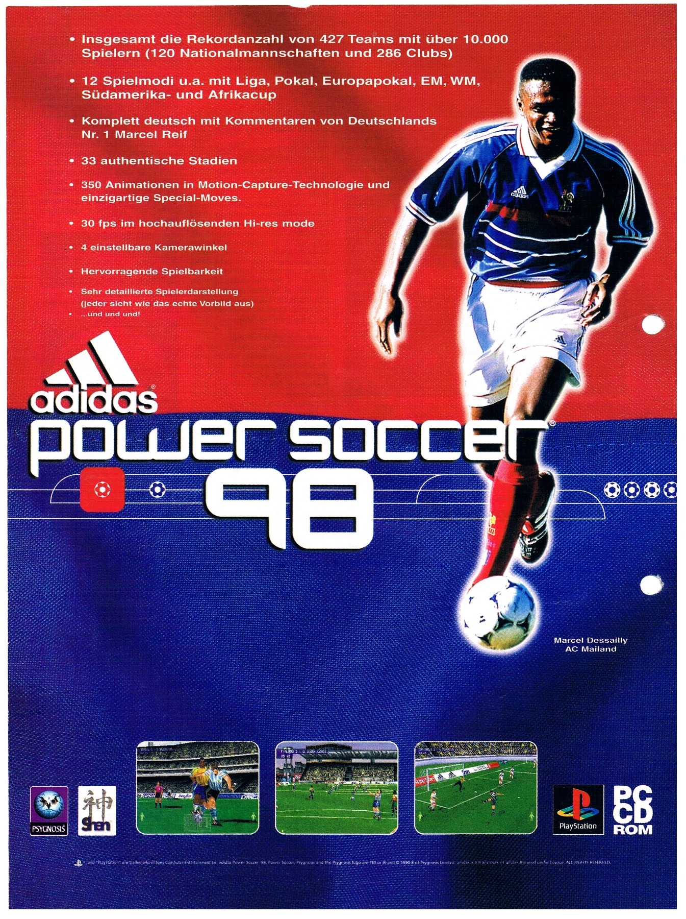 Adidas Power Soccer 98 - Werbung / Anzeige 1998 PlayStation 1/PSX