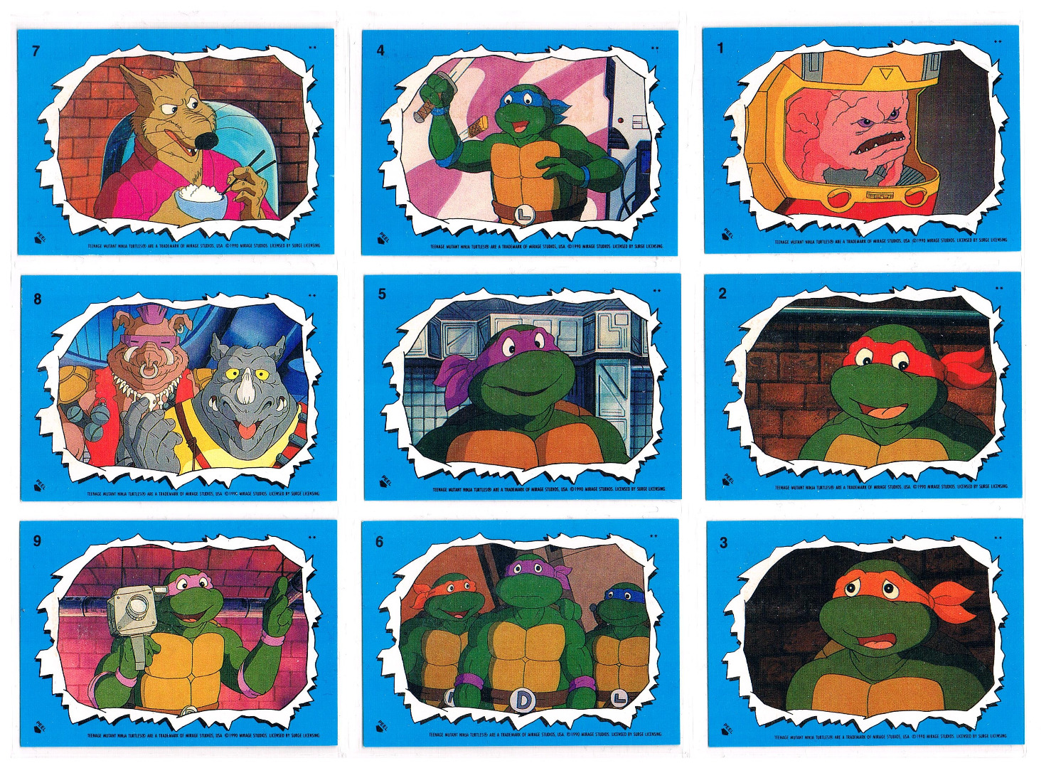 Teenage Mutant Ninja Turtles - 9 Sticker von 1990