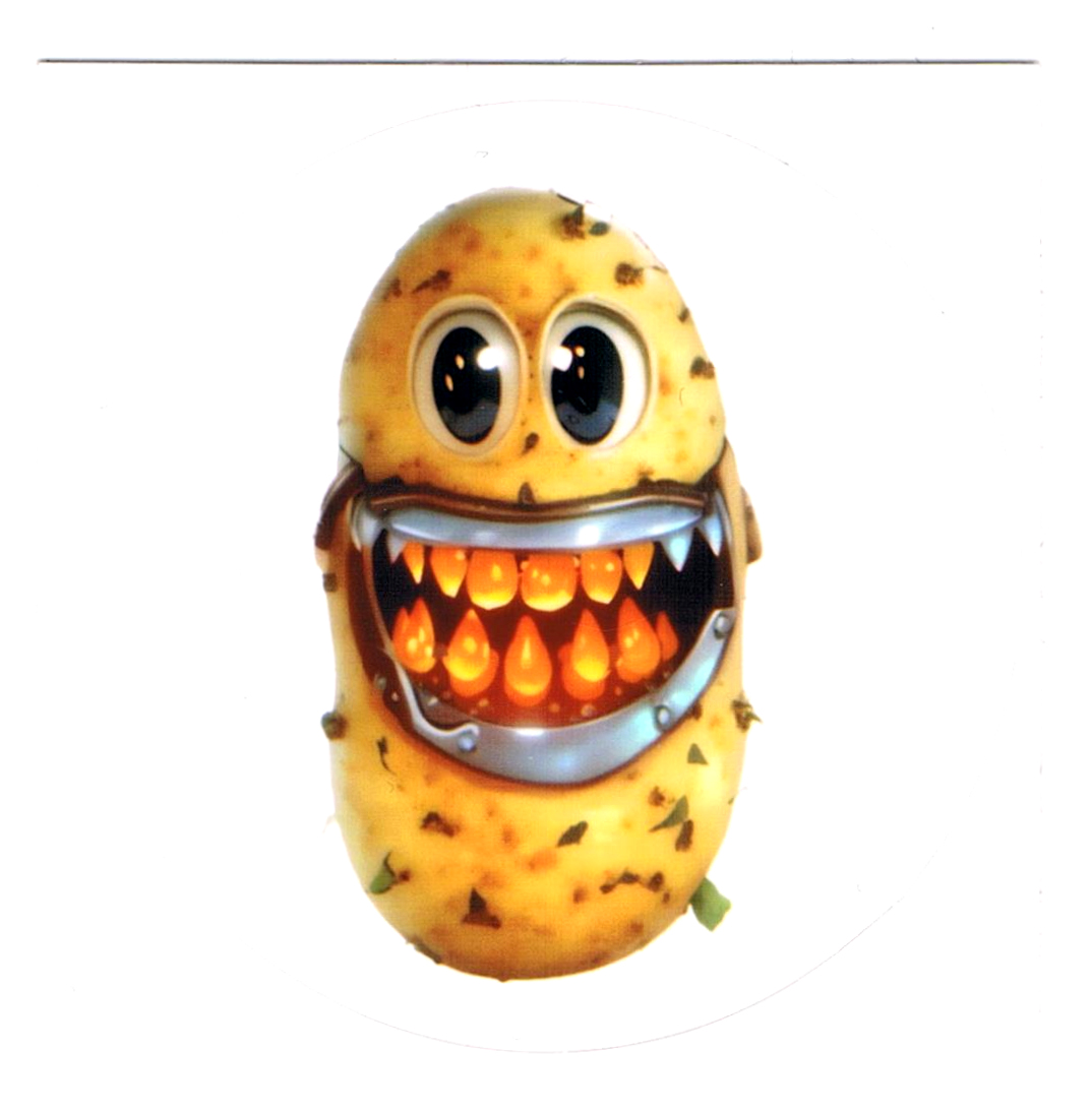 Bissige böse Monster Kartoffel Sticker - 4x4cm
