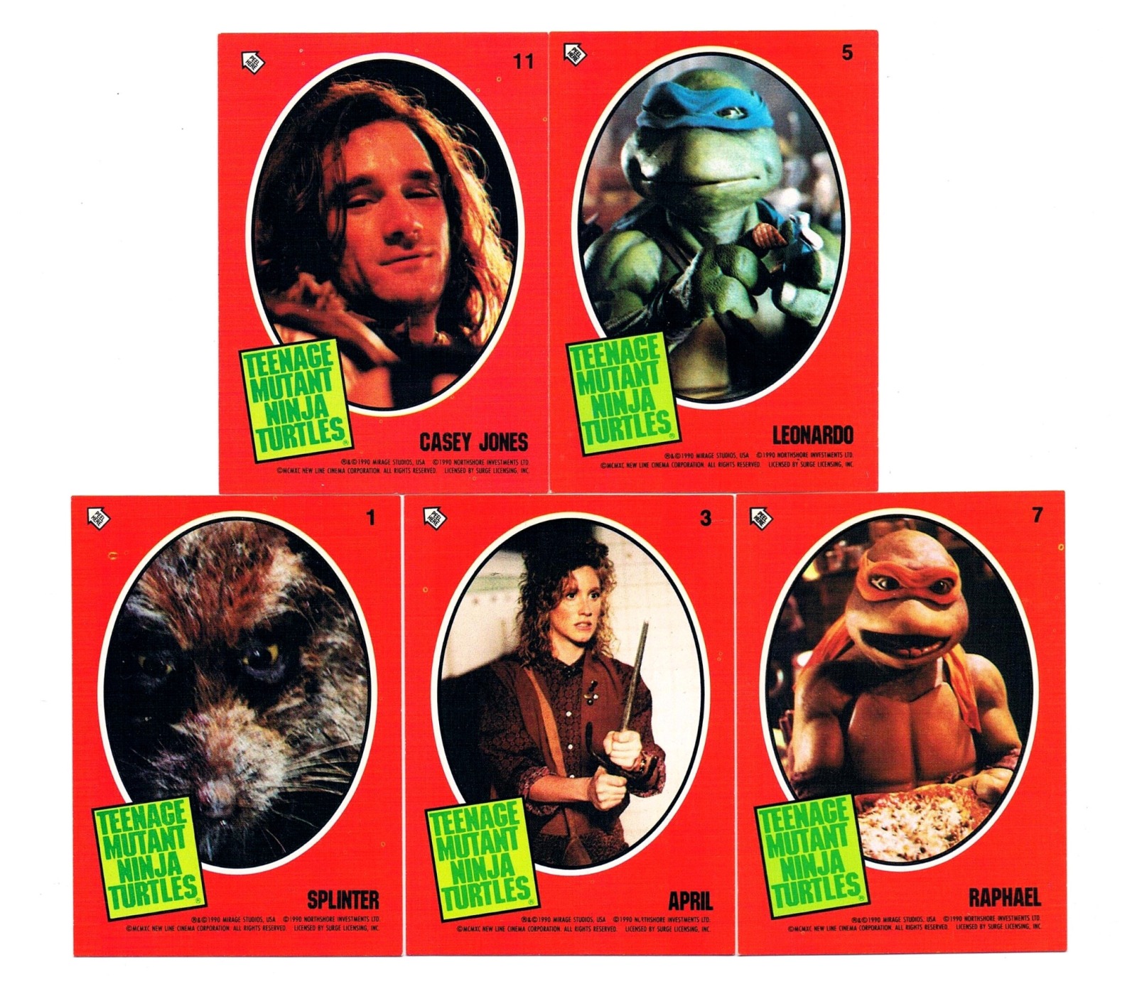 Turtles Movie - 5 Sticker Topps 1990