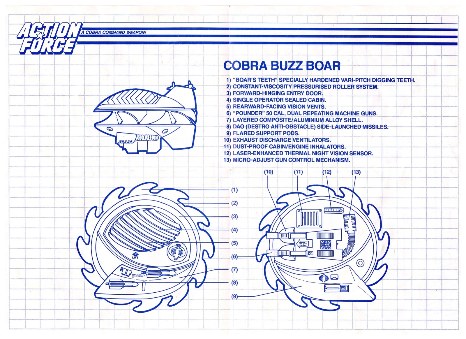 Cobra Buzz Boar Instructions / Anweisung Hasbro 1988 2