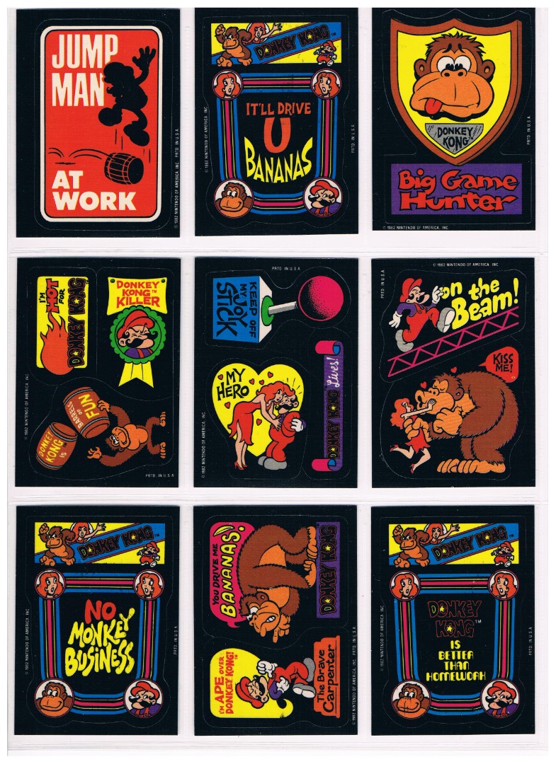 9x Donkey Kong Arcade Stickers - Nintendo 1982