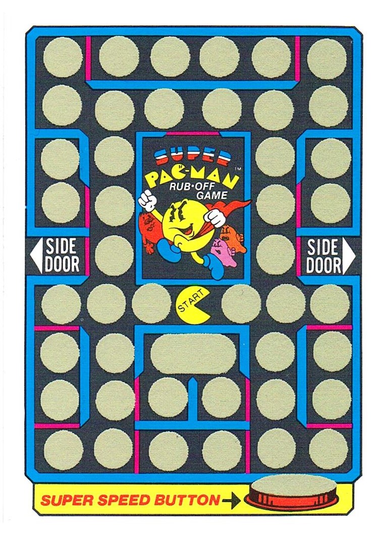 Super PAC-MAN Rubbelkarte / Rub-Off Card - 1982 Fleer / Midway