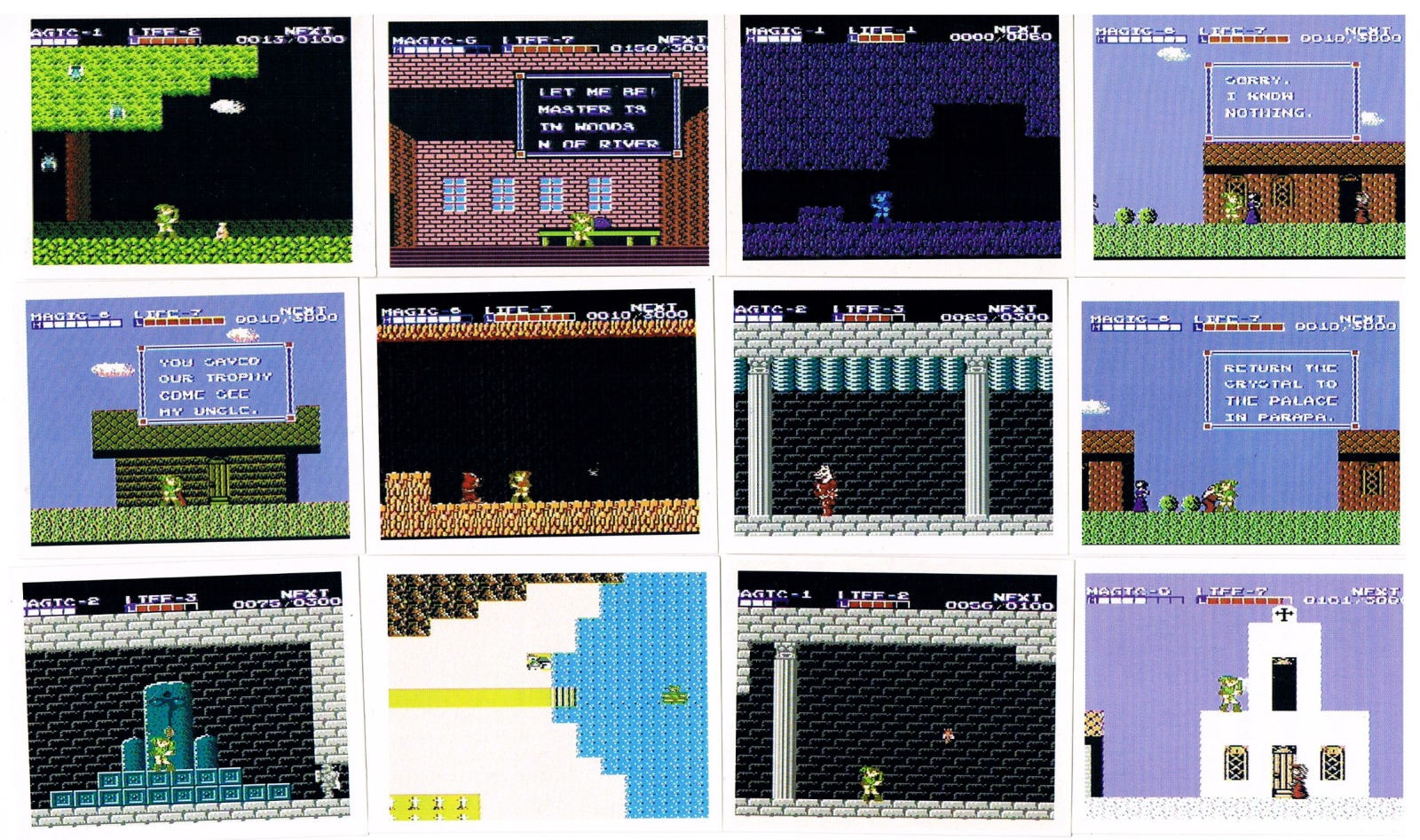 Zelda II - The Adventure of Link - Nintendo NES Ingame Sticker - 12 Stück