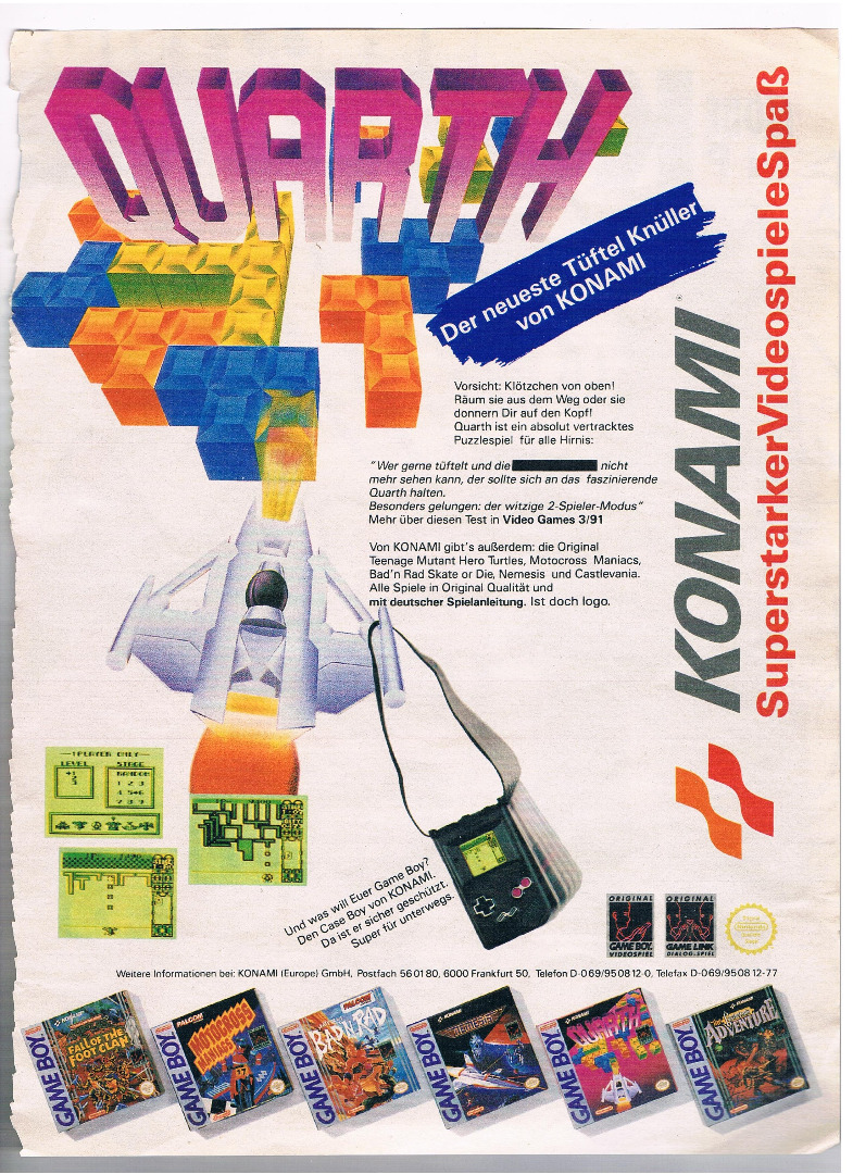 Konami advertising - Quarth Game Boy
