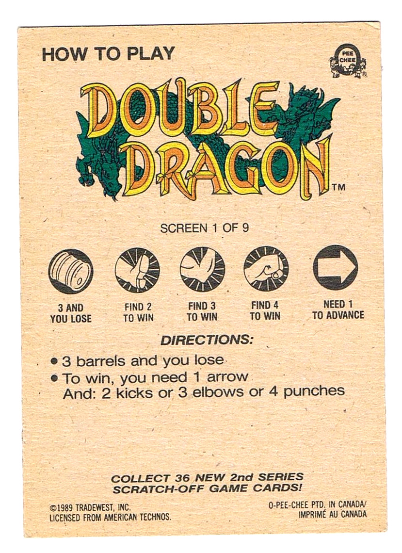 Double Dragon - Screen 1 O-Pee-Chee / Nintendo 1989 2