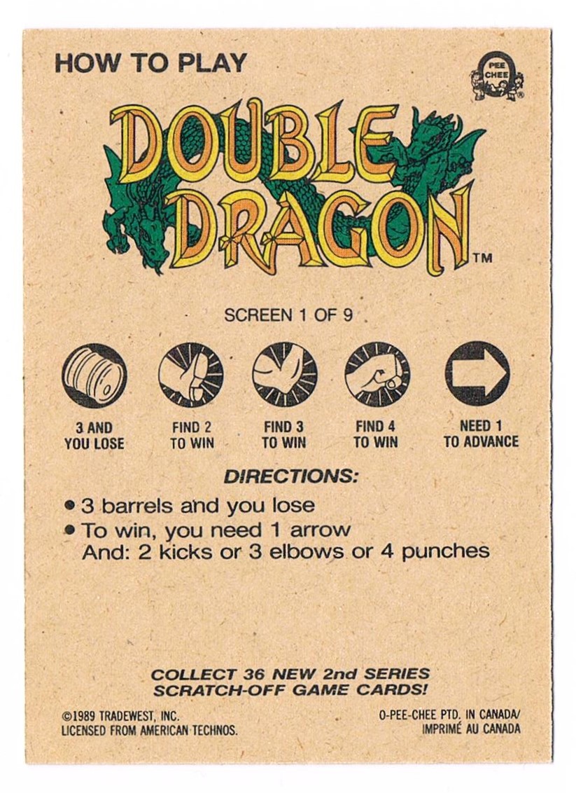 Double Dragon - Screen 1 O-Pee-Chee / Nintendo 1989 2