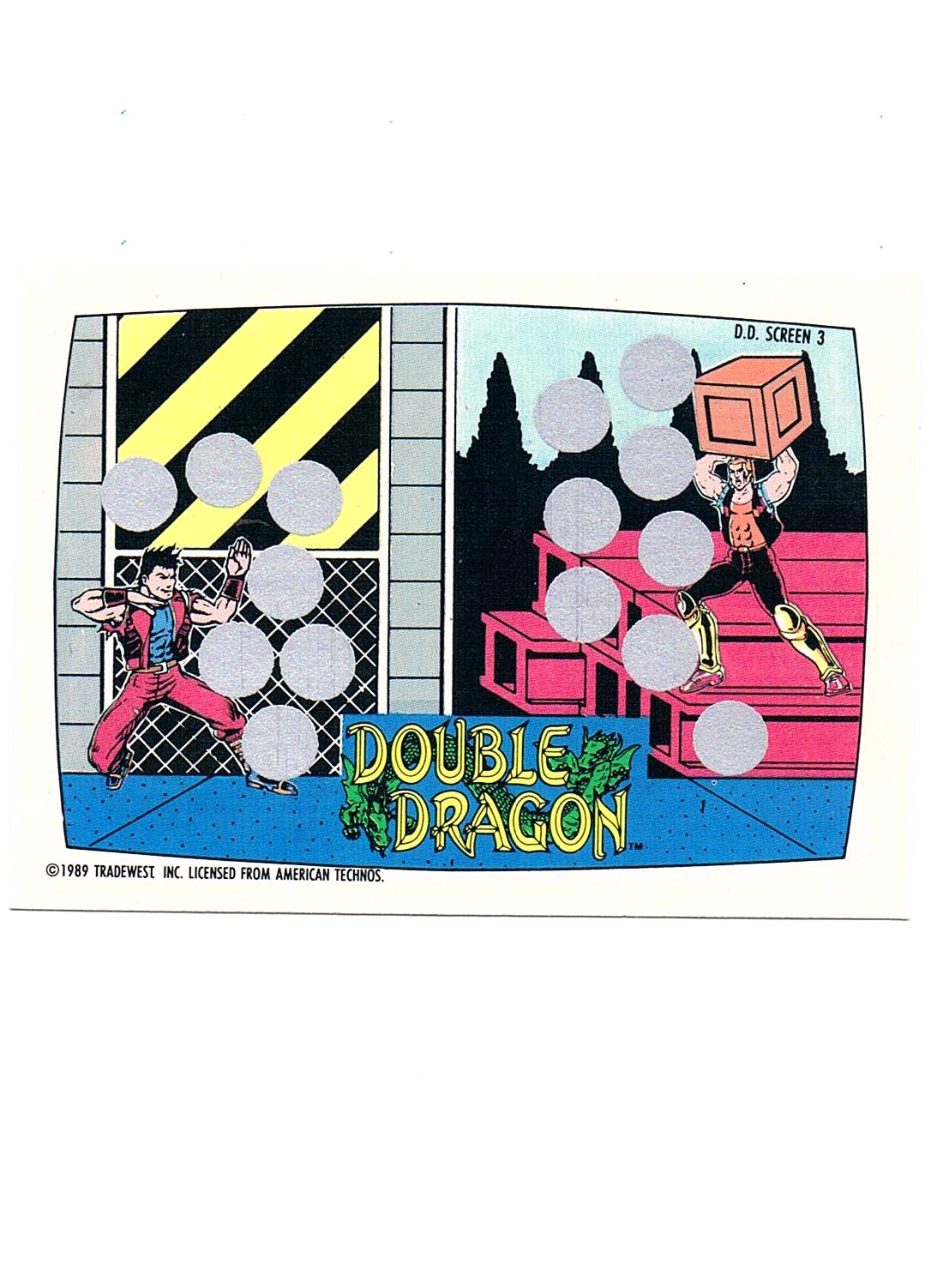 Double Dragon - NES Rubbelkarte - Screen 3 Topps / Nintendo 1989