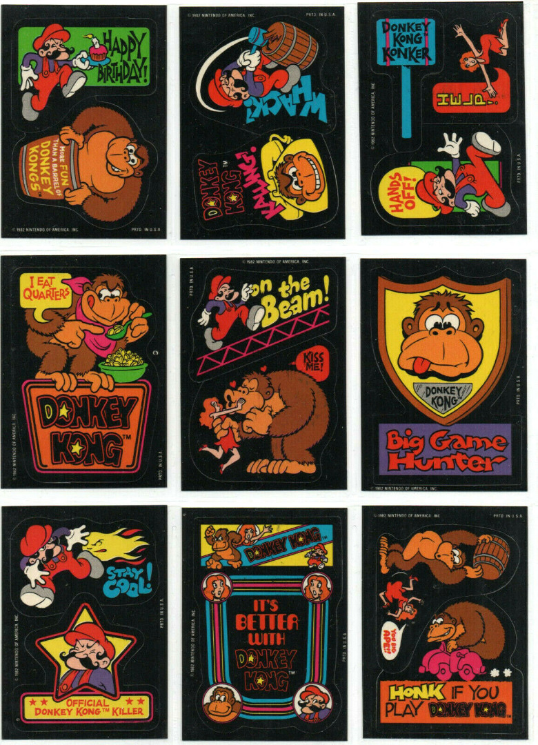 9x Donkey Kong Arcade Sticker - Nintendo 1982