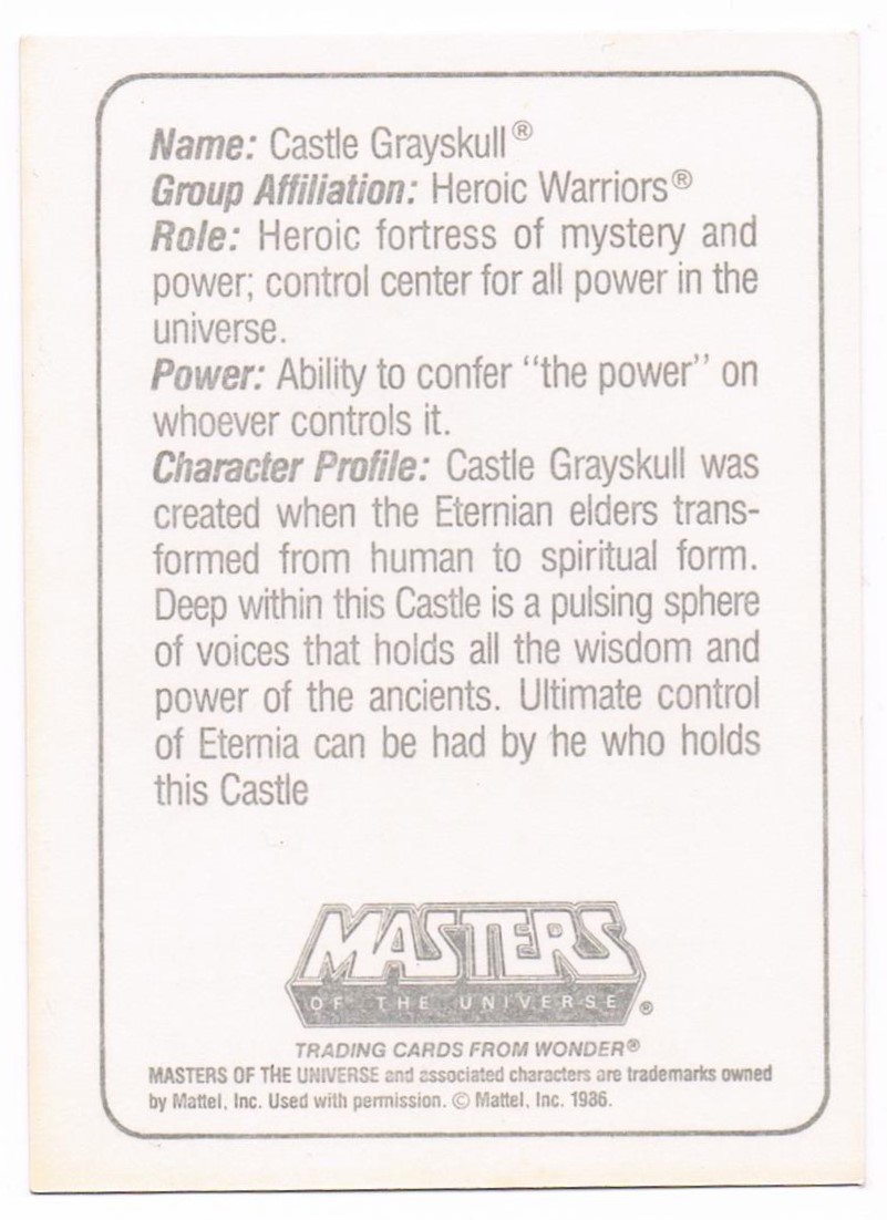Wonder Trading Card - Castle Grayskull 2