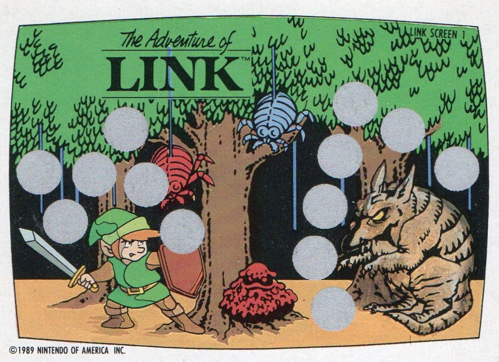 The Legend of Zelda 2 - The Adventure of Link - NES Rubbelkarte Pee Chee / Nintendo 1989