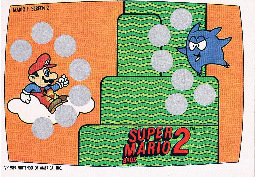 Super Mario Bros 2 - NES Rubbelkarte O-Pee-Chee / Nintendo 1989