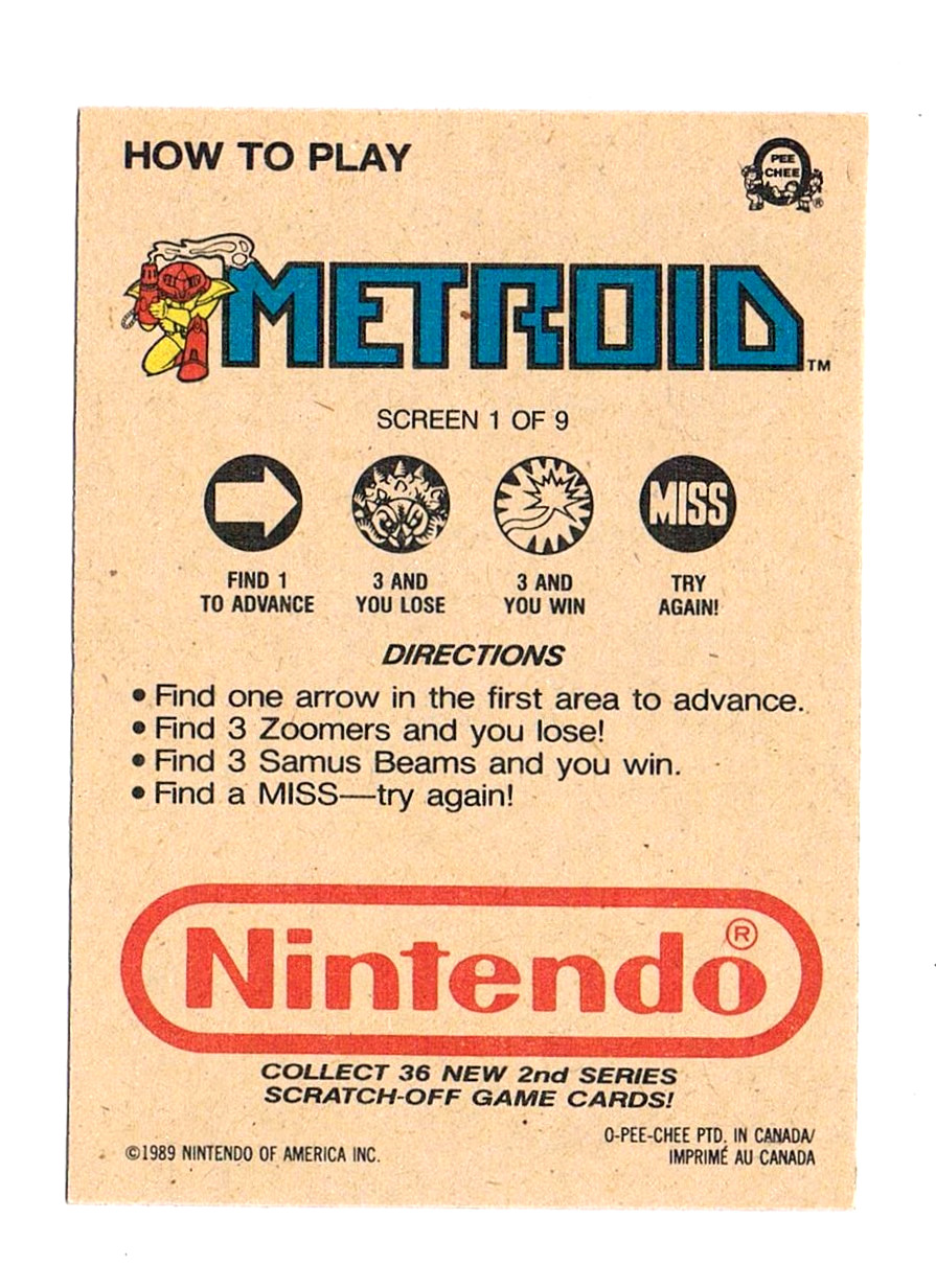 Metroid - NES Rubbelkarte - Screen 1 Pee Chee / Nintendo 1989 2