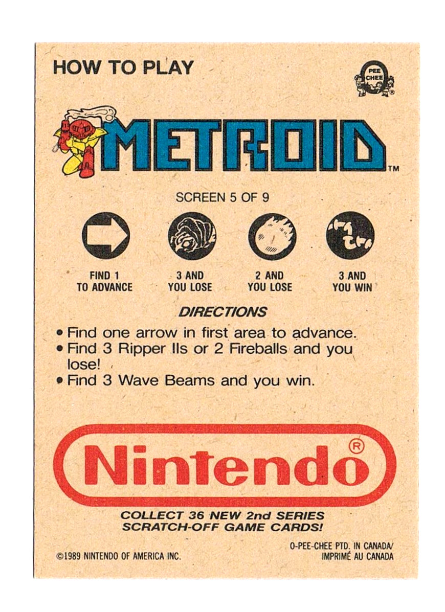 Metroid - NES Rubbelkarte - Screen 5 Pee Chee / Nintendo 1989 2