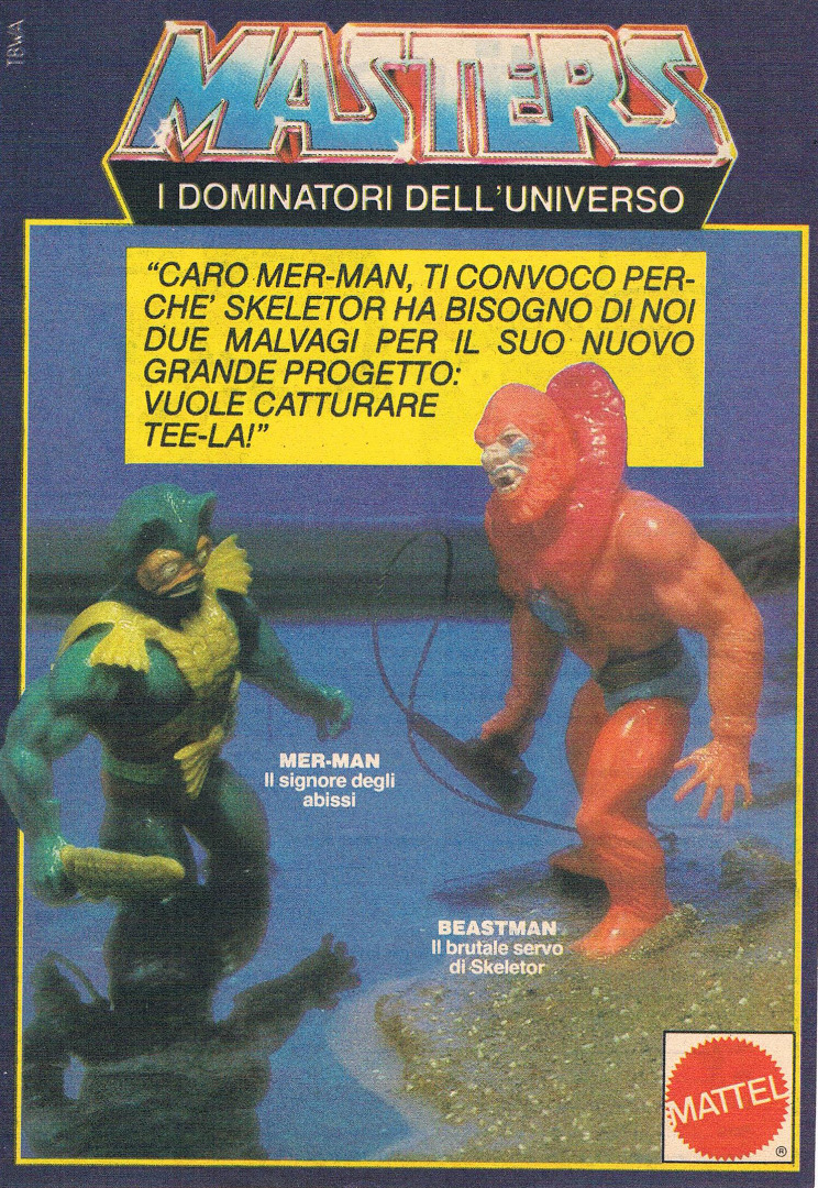Masters of the Universe - Mer-Man und Beast Man - Italienische Werbeseite - He-Man/MOTU vintage