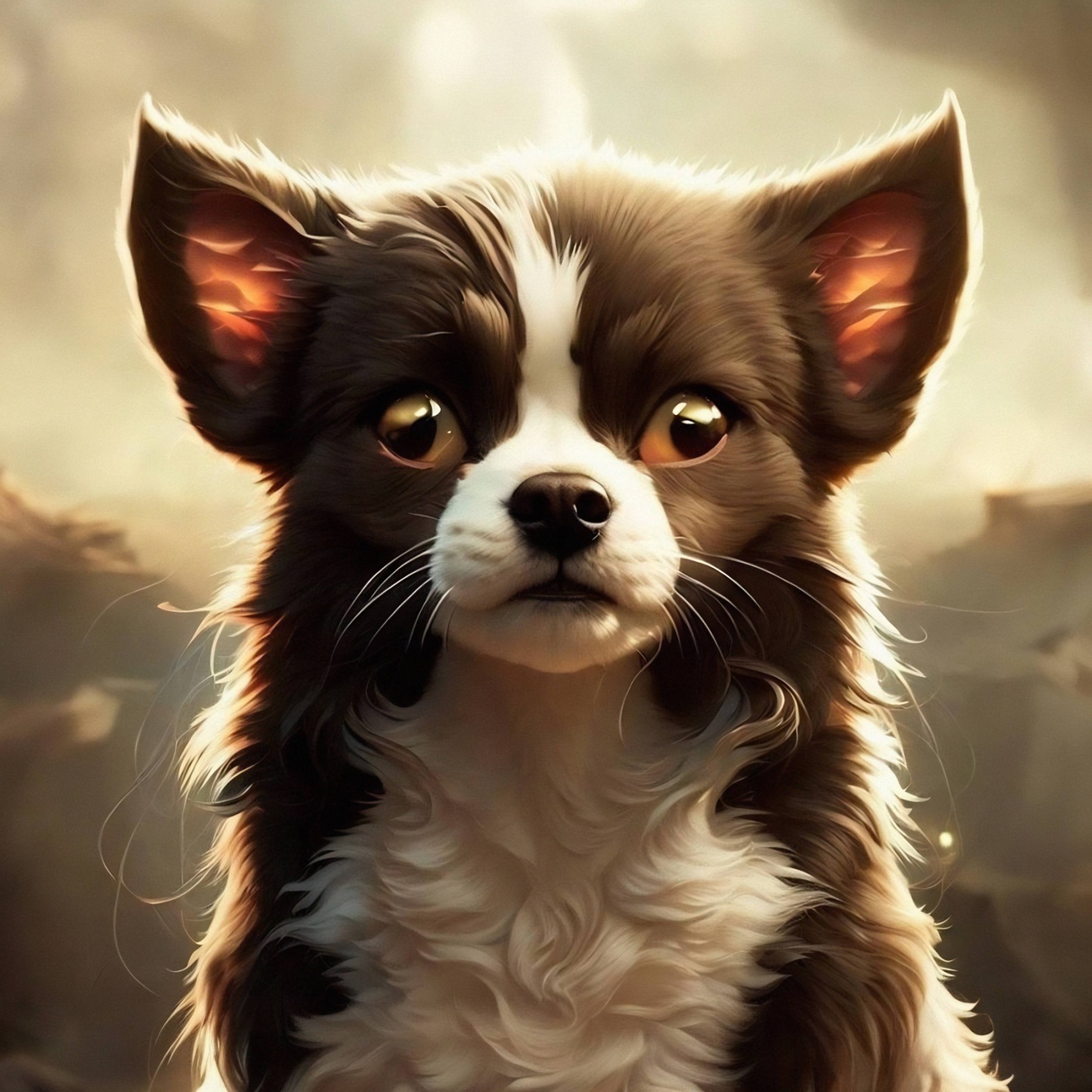 Mini Poster - Süß dreinblickender Chihuahua / Hund - 20x20 cm
