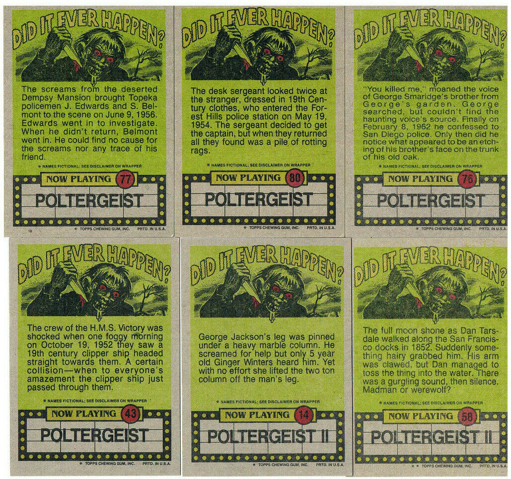 Poltergeist - 6x Trading Cards / Sammelkarten 2