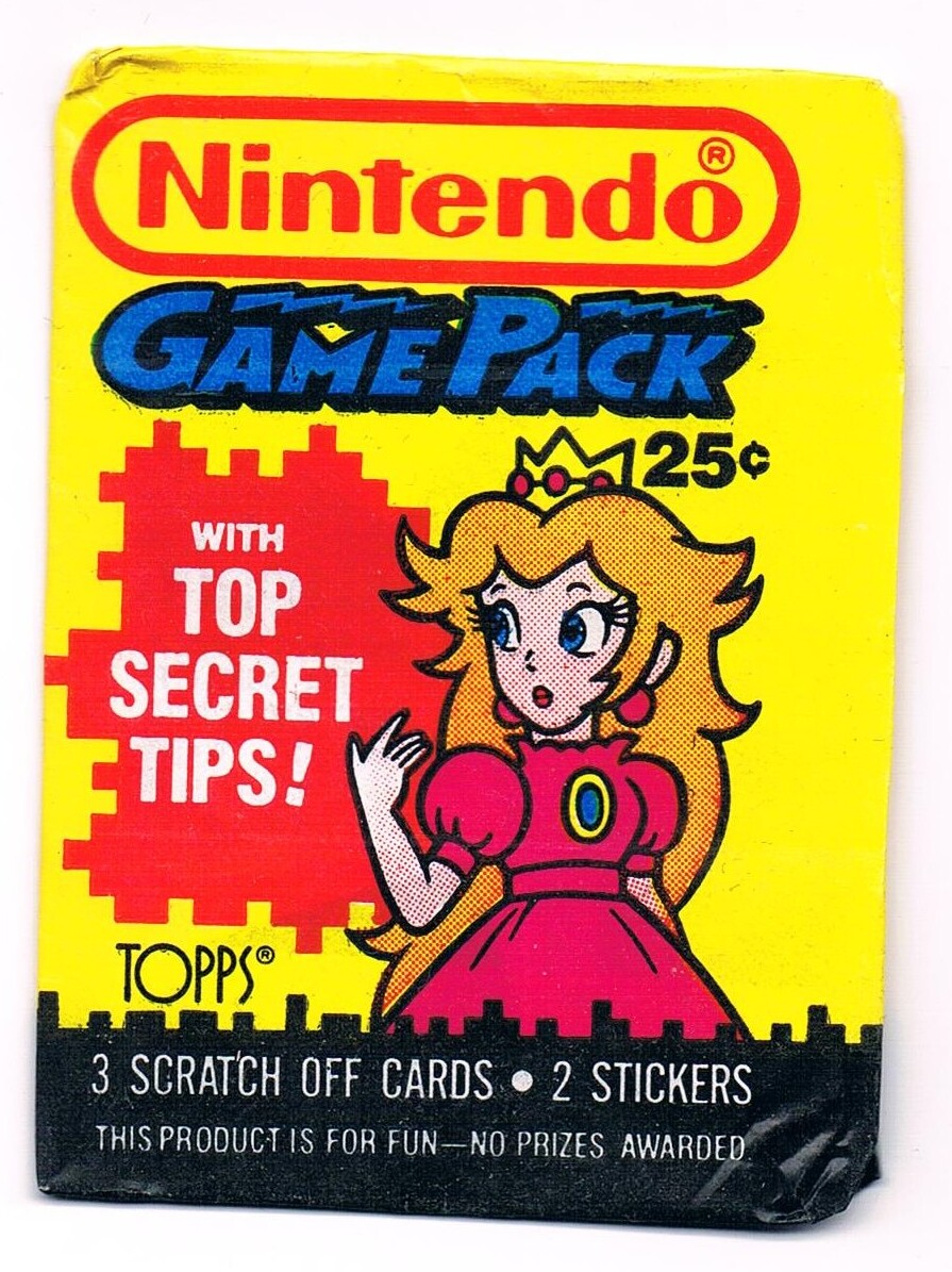 Empty Nintendo Game Pack with Princess Peach Cover Topps 1989