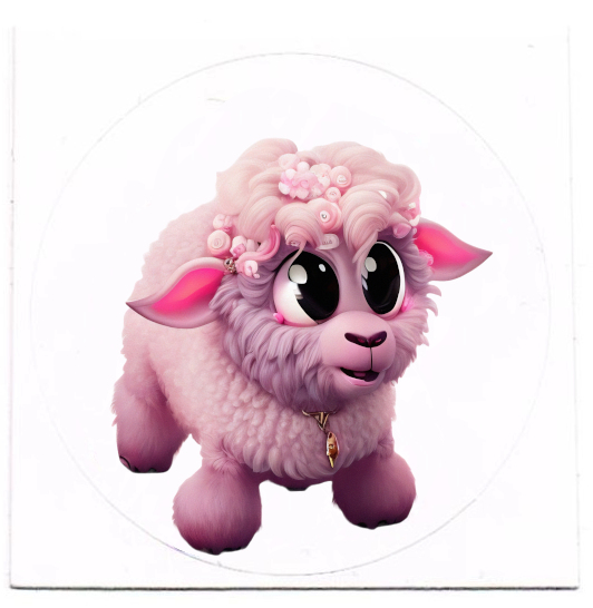 Fluffy pink sheep - sticker