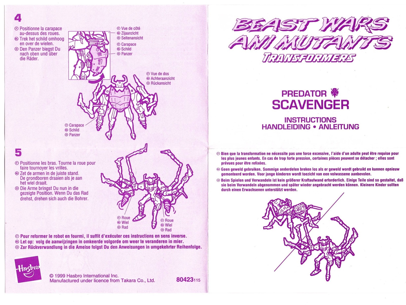 Scavenger Bedienungsanleitung 1999 Hasbro/Takara