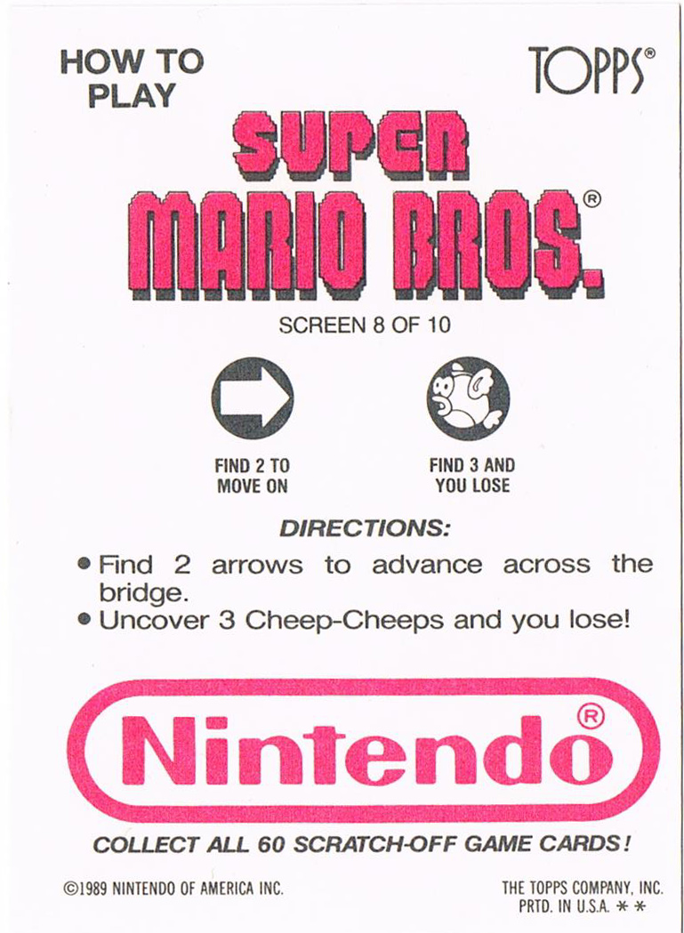 Super Mario Bros. - NES Rubbelkarte - Screen 8 Topps / Nintendo 1989 2