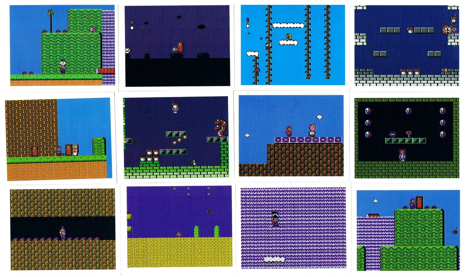 Super Mario Bros. 2 - Nintendo NES Ingame Stickers - 12 pieces