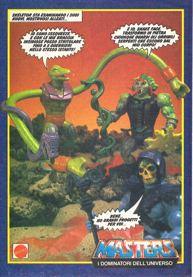 Masters of the Universe - Sssqueeze, Snakeface und Skeletor - Italienische Werbeseite - He-Man/MOTU