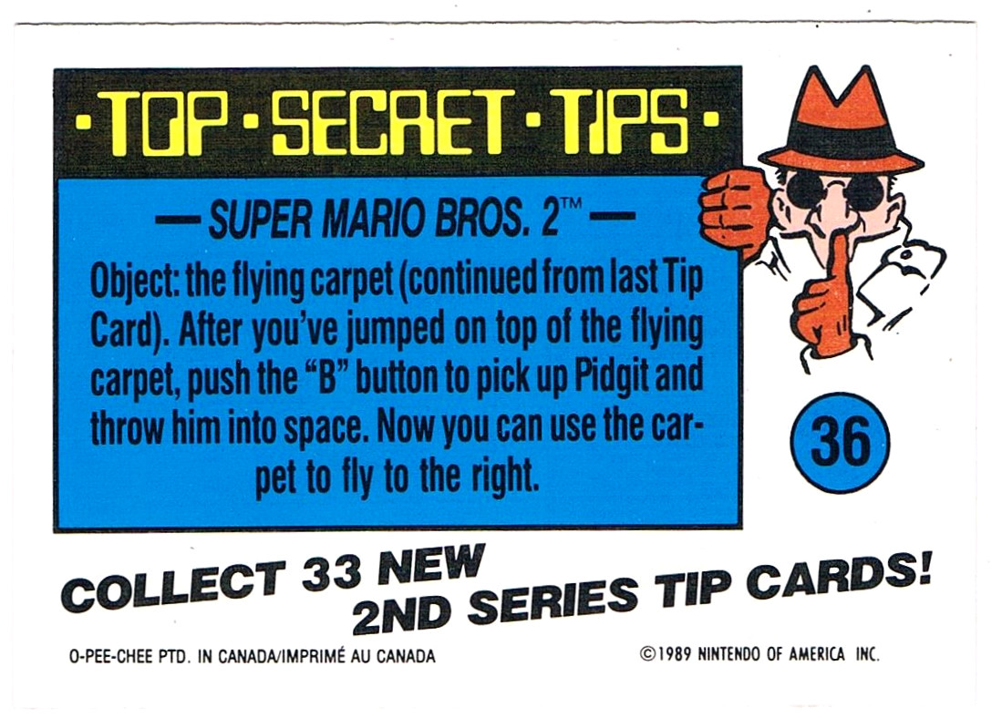 Super Mario Bros. 2 - Cobrat Sticker O-Pee-Chee / Nintendo 1989 2