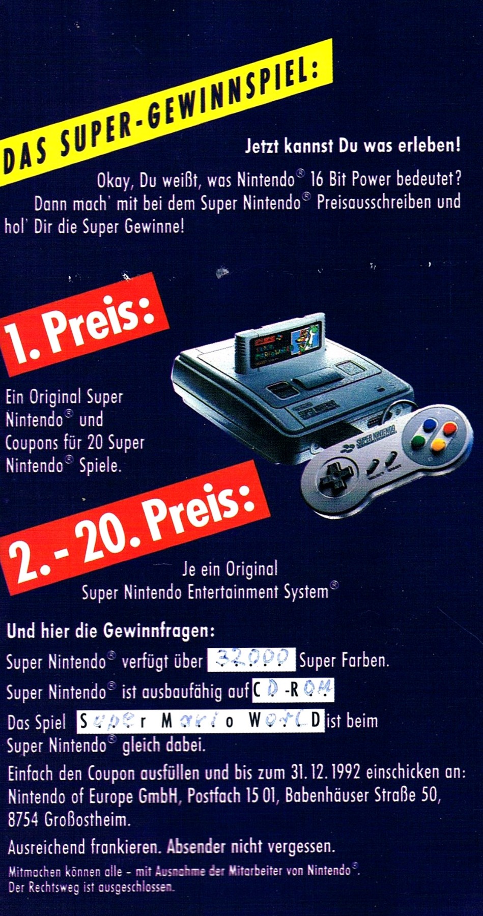 Super Nintendo Entertainment Werbeprospekt von 1992 5