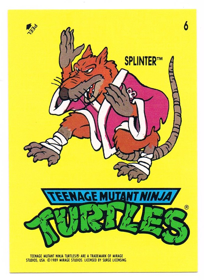 Sticker No. 6 - SPLINTER - Turtles Topps Sticker von 1989
