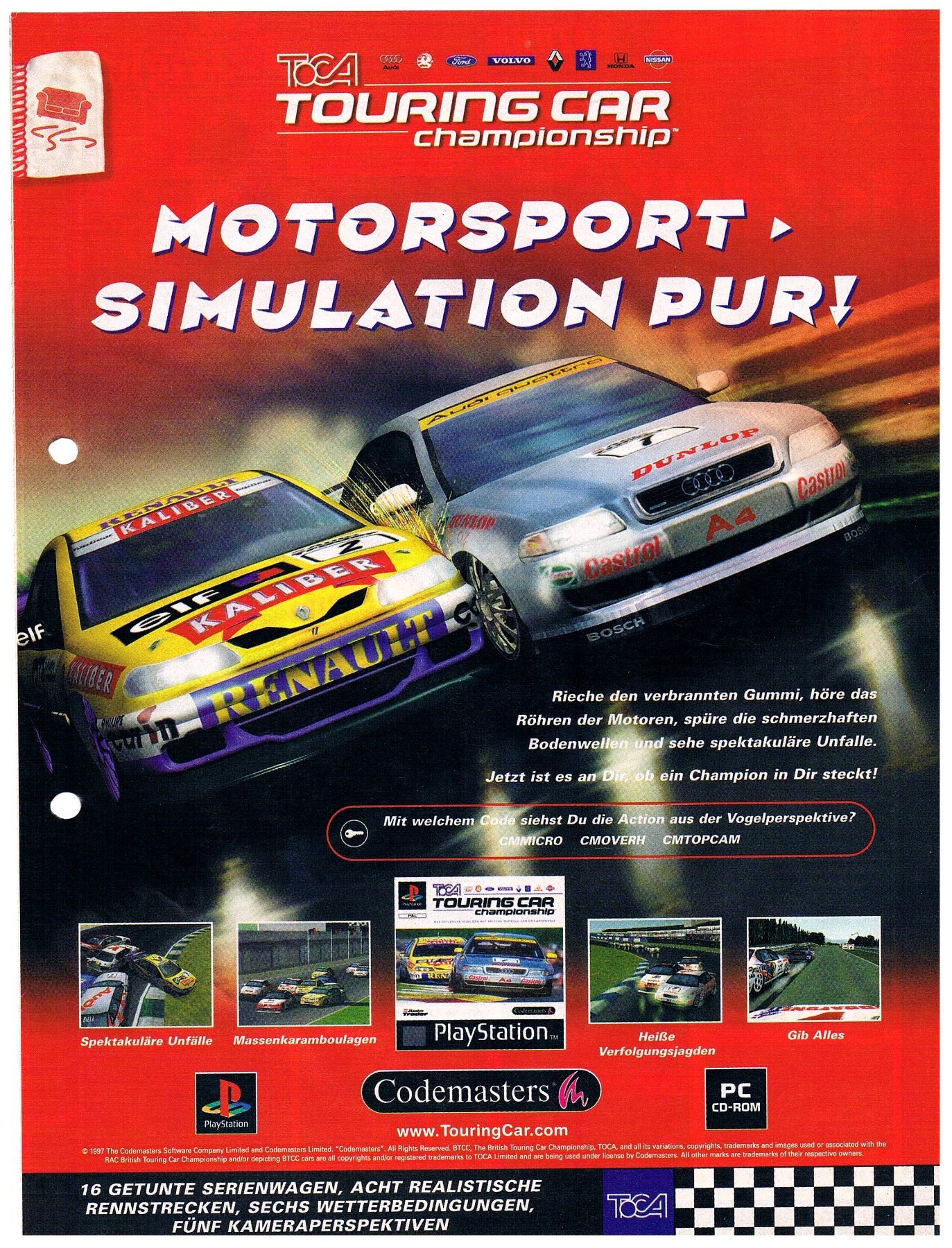 Toca Touring Car Championship - Werbung / Anzeige 1997 PlayStation 1/PSX