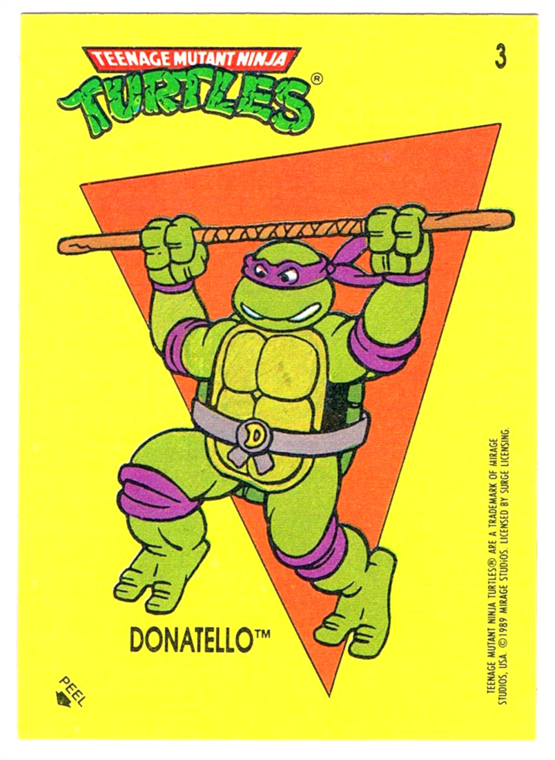 Sticker No. 3 - Donatello - Turtles Topps Sticker von 1989