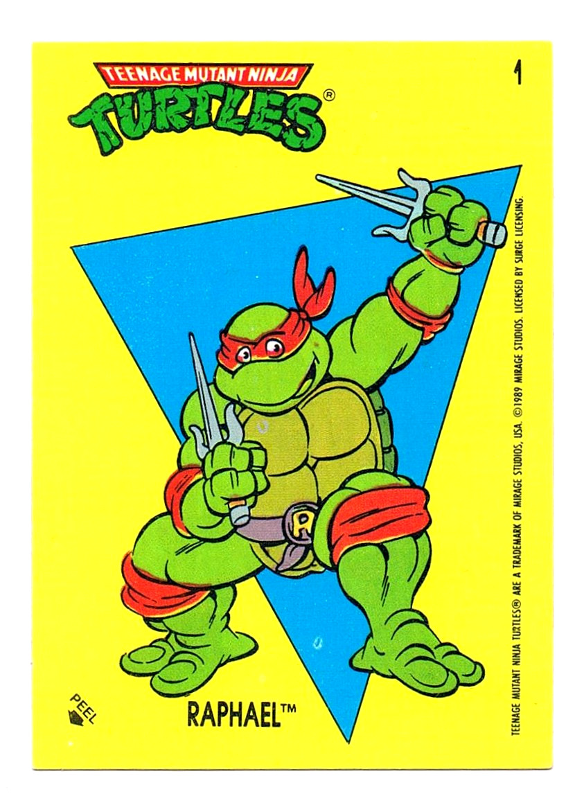 Sticker No. 1 - RAPHAEL - Turtles Topps Sticker von 1989