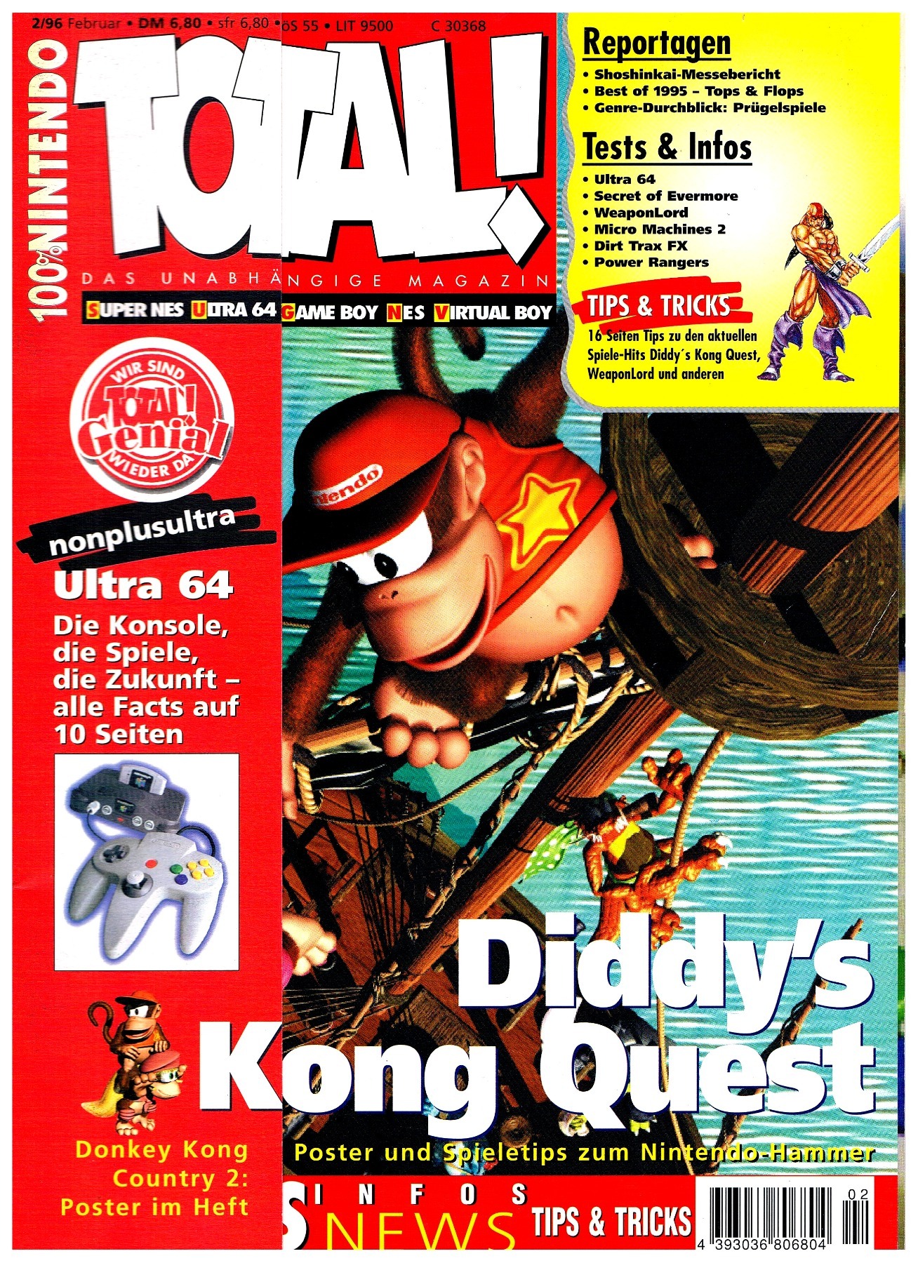 TOTAL Das unabhängige Magazin - 100% Nintendo - Ausgabe 2/96 1996