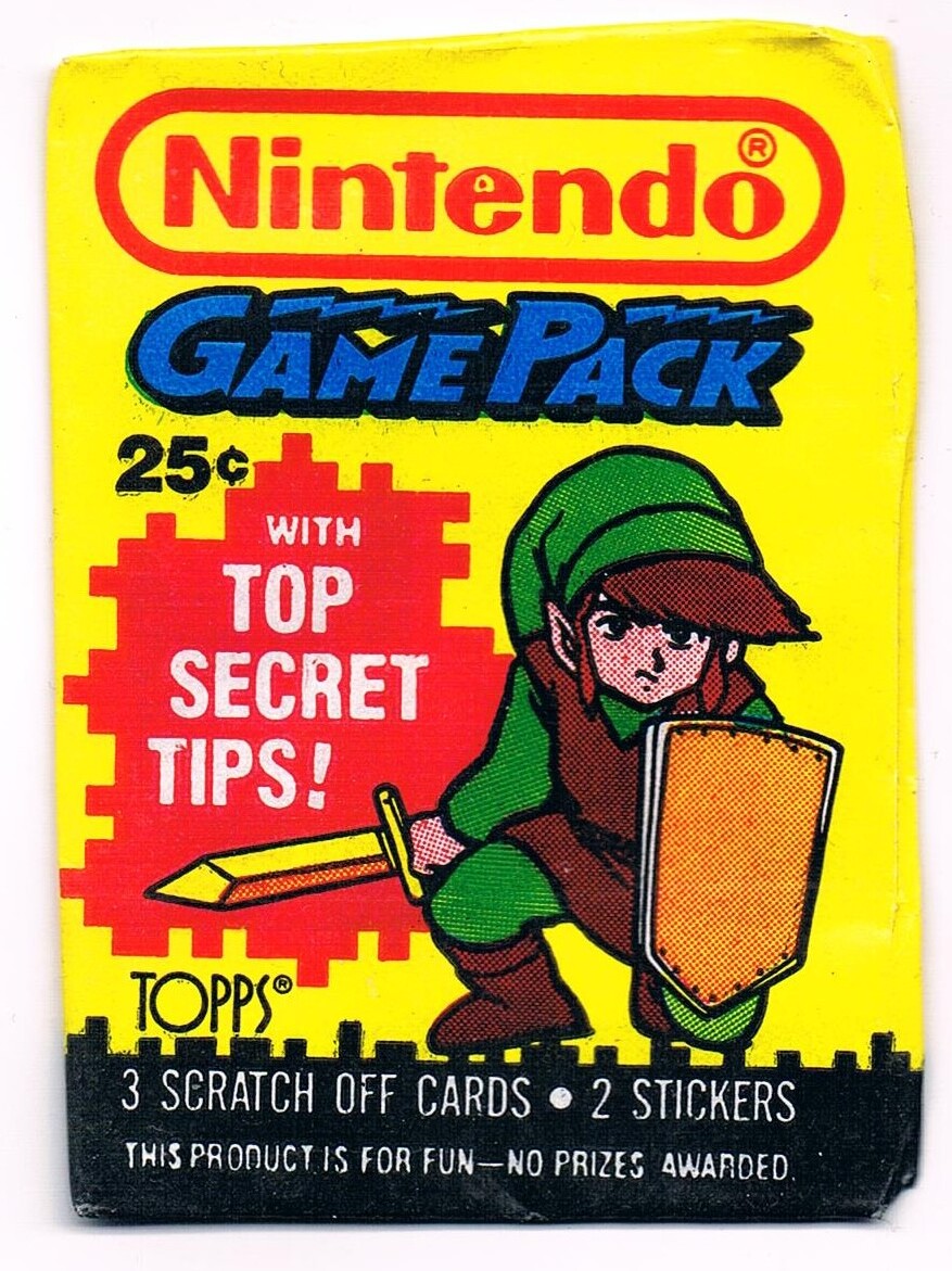 Leere Nintendo Game Pack Verpackung mit The Legend of Zelda Cover Topps 1989