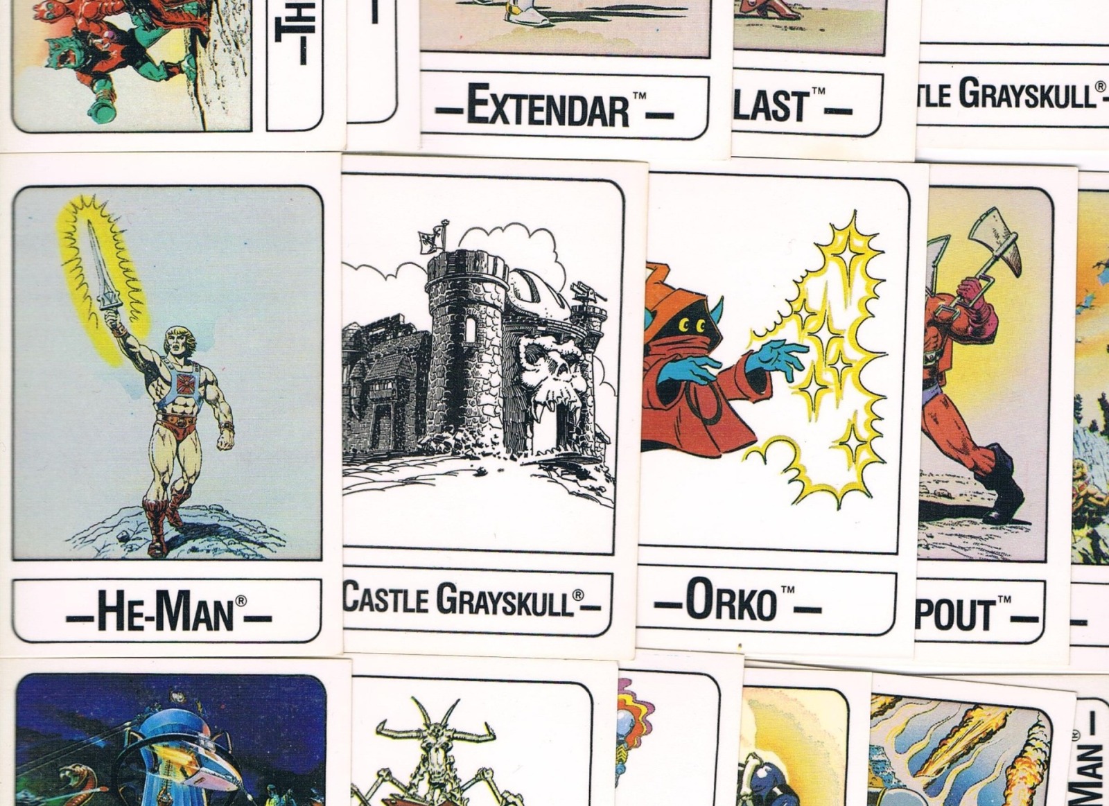 Infoseite Masters of the Universe 80er - Alle 15 Trading Cards von Wonder
