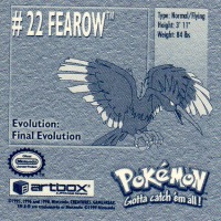Sticker No. 22 Fearow/Ibitak 2