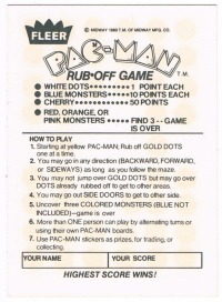 PAC MAN Rubbelkarte / Rub-Off Card - 1980 Fleer / Midway 2