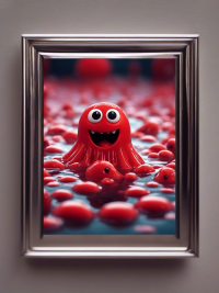 Das stärkste der süßen roten Schleimmonster im See - Fantasy Mini Foto-Poster - 27x20 cm 2