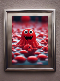 Das stärkste der süßen roten Schleimmonster im See - Fantasy Mini Foto-Poster - 27x20 cm 4