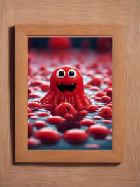 The strongest of the cute red slime monsters in the lake - fantasy mini photo poster - 27x20 cm 3